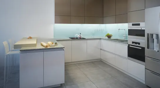 U-shaped kitchen layout